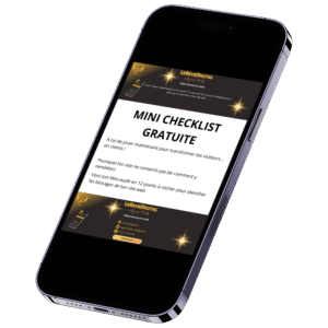 Vue d’un document checklist gratuite téléchargeable avec une main qui le coche