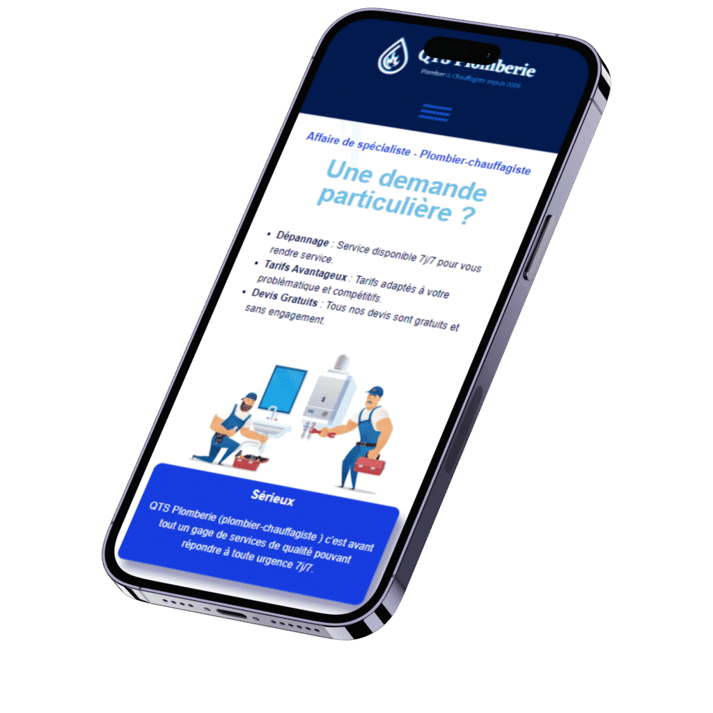 aperçu de l'application mobile qts plomberie