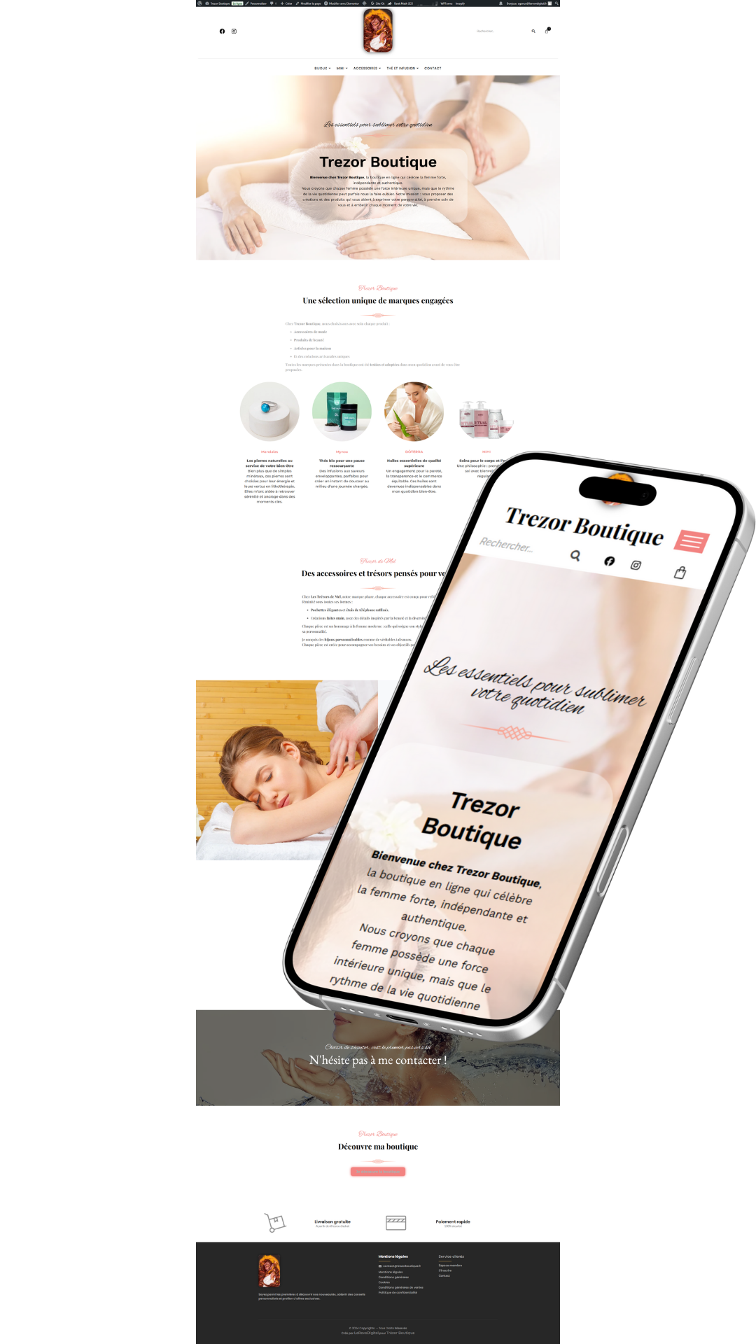 Création de site haut de gamme - Site e-commerce Trezor Boutique – Accessoires, bijoux & bien-être pour femmes_ - trezorboutique.fr