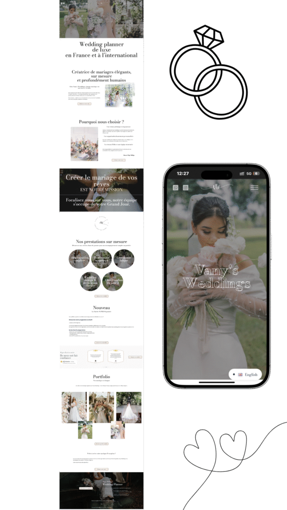 Création de site web de luxe pour une weddings planner haut de gamme